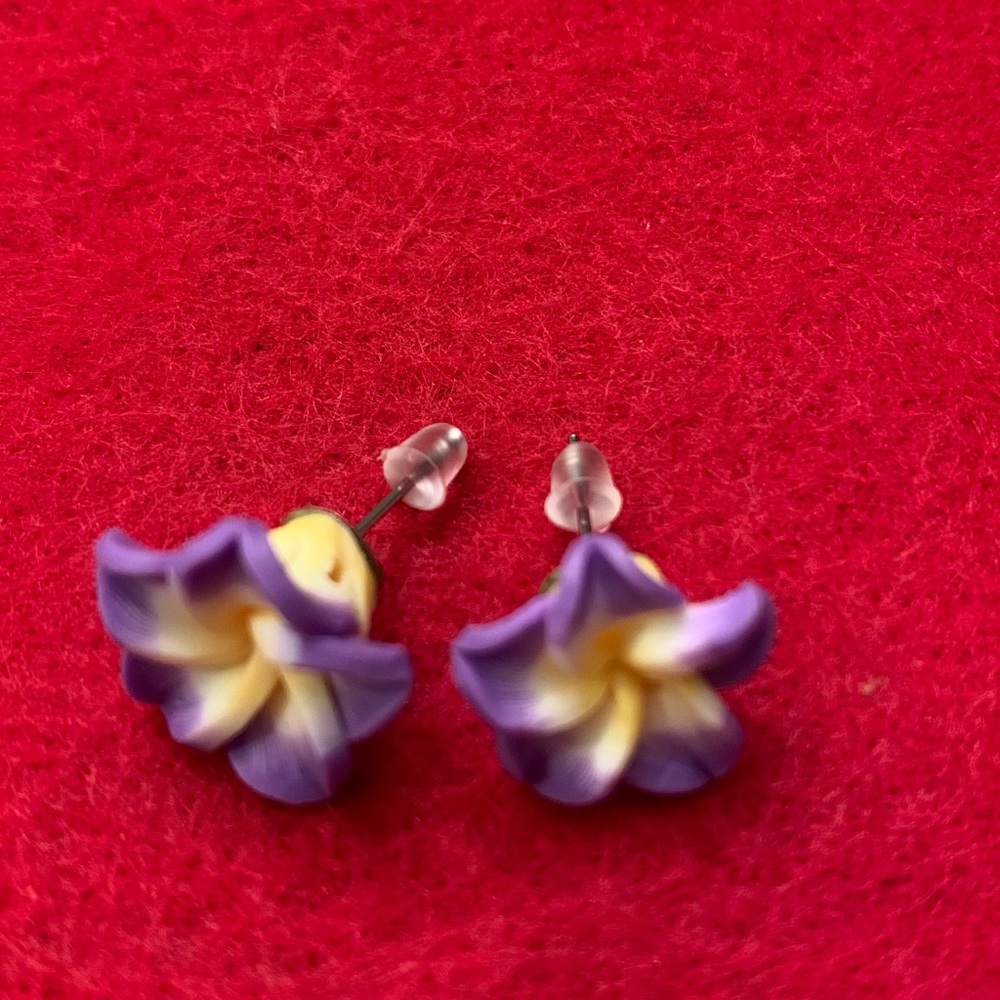 Polyclay Plumeria Earrings